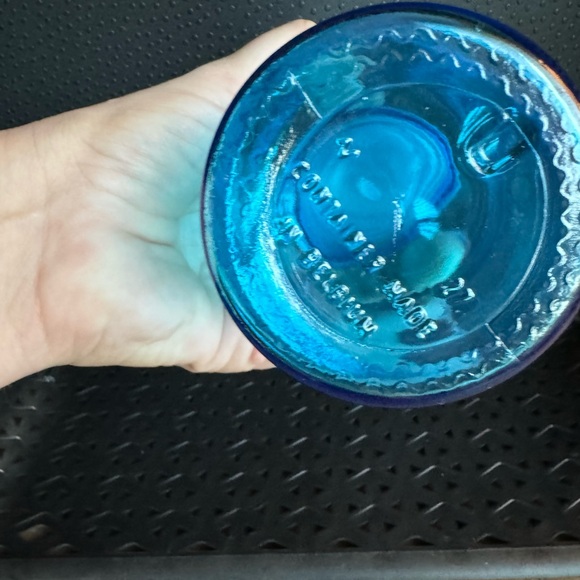 Vintage Belgium Blue Glass Apothecary Jar Bubble Top Lid - Picture 3 of 3